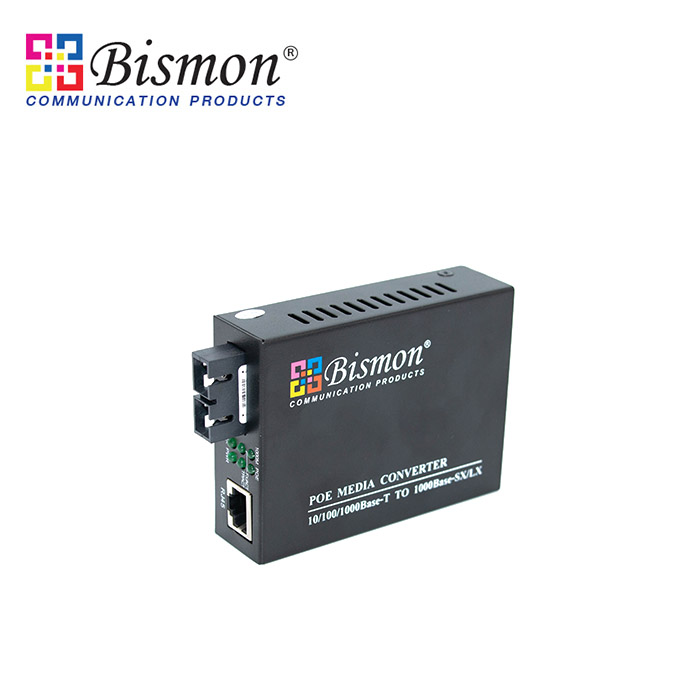 Media Converter 10/100/1000 BaseTX PoE to 1000 Base FX,SC Dual fiber, Single-mode,20KM. (af/at: 15.4/25.5W)
